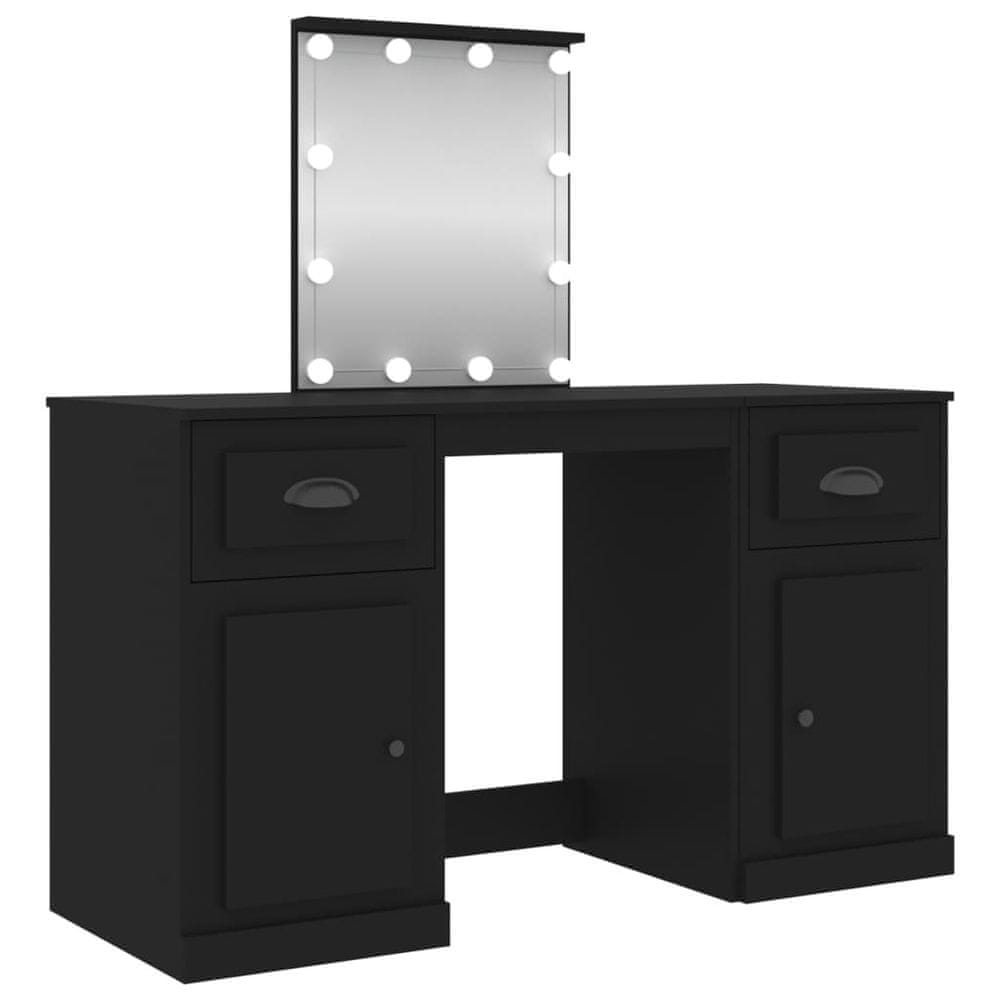 Vidaxl Toaletný stolík s LED čierny 130x50x132,5 cm